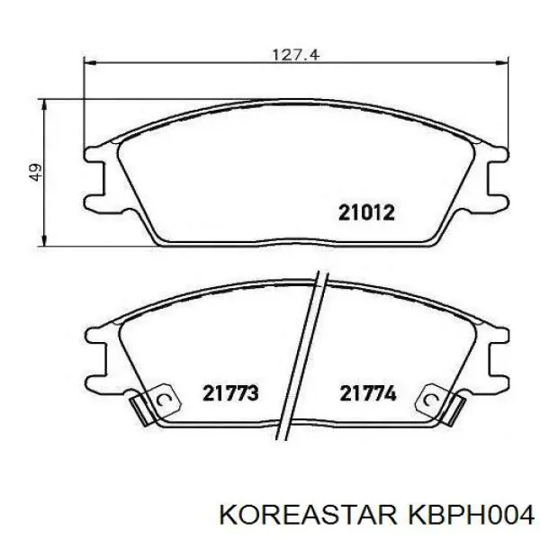 Колодки тормозные передние дисковые Koreastar KBPH004