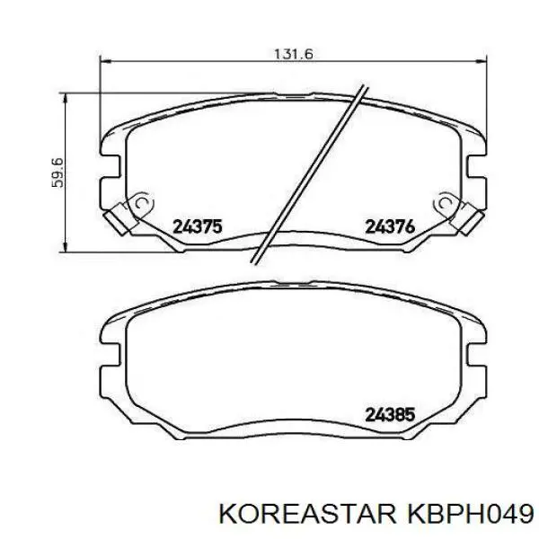 Колодки тормозные передние дисковые Koreastar KBPH049