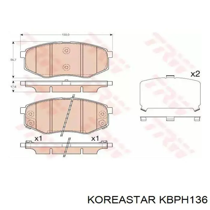 Колодки тормозные передние дисковые Koreastar KBPH136