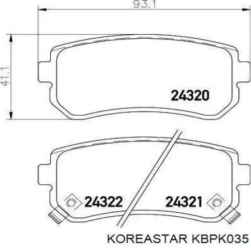 Колодки тормозные задние дисковые Koreastar KBPK035