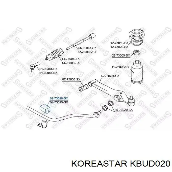 Втулка переднего стабилизатора Koreastar KBUD020 цена, от 1.17 USD