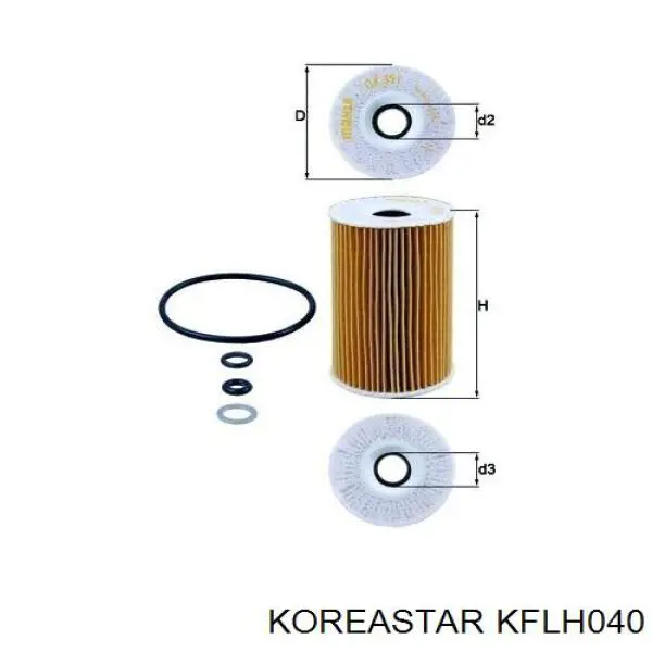 Фильтр масляный Koreastar KFLH040