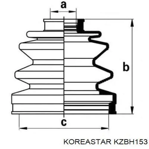 Пыльник ШРУСа передней полуоси наружный Koreastar KZBH153