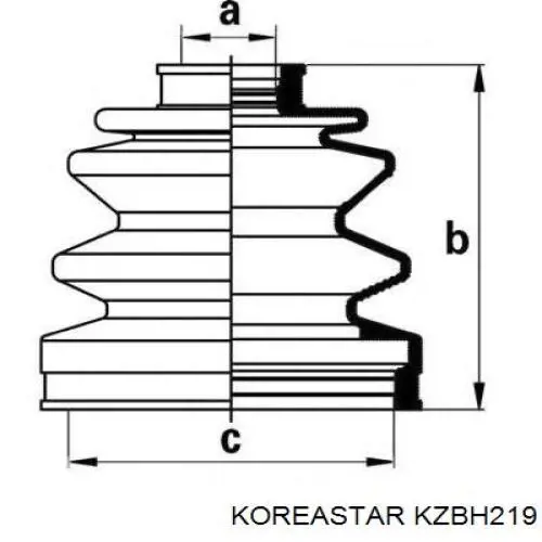 KZBH219 Koreastar bota de proteção externa de junta homocinética do semieixo dianteiro