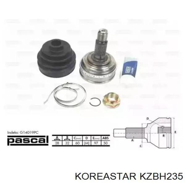 KZBH235 Koreastar Пыльник ШРУСа передней полуоси внутренний