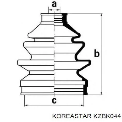 KZBK044 Koreastar bota de proteção externa esquerda de junta homocinética