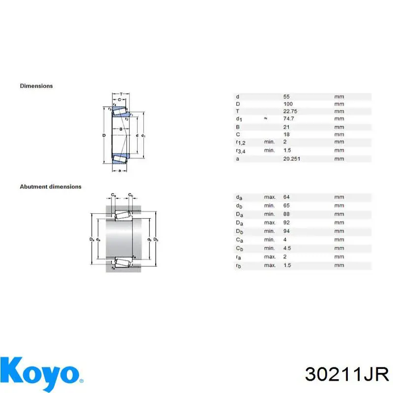 30211JR Koyo Подшипник ступицы задней