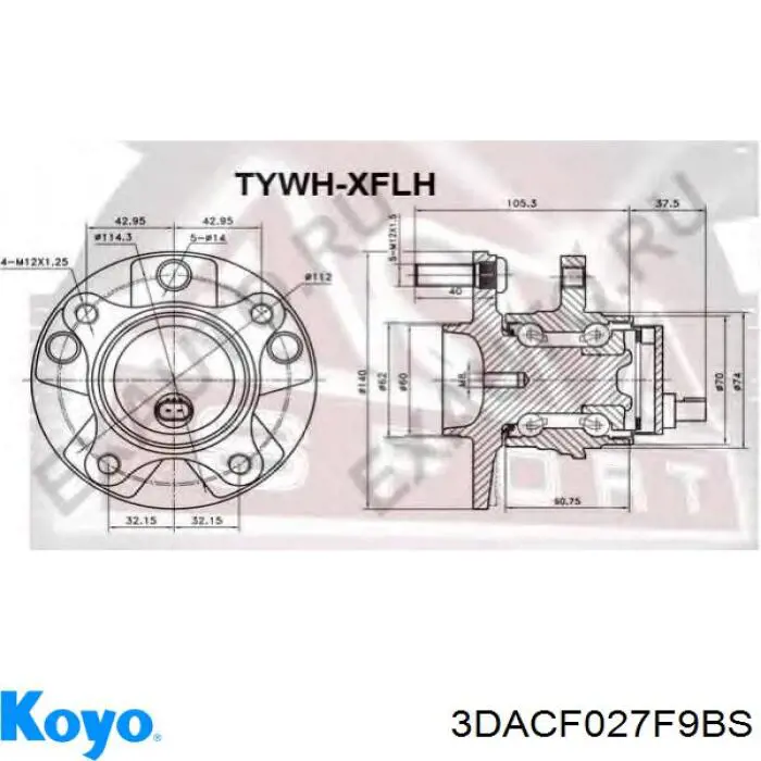 Ступицы передних колес Koyo 3DACF027F9BS цена, от 69.99 USD