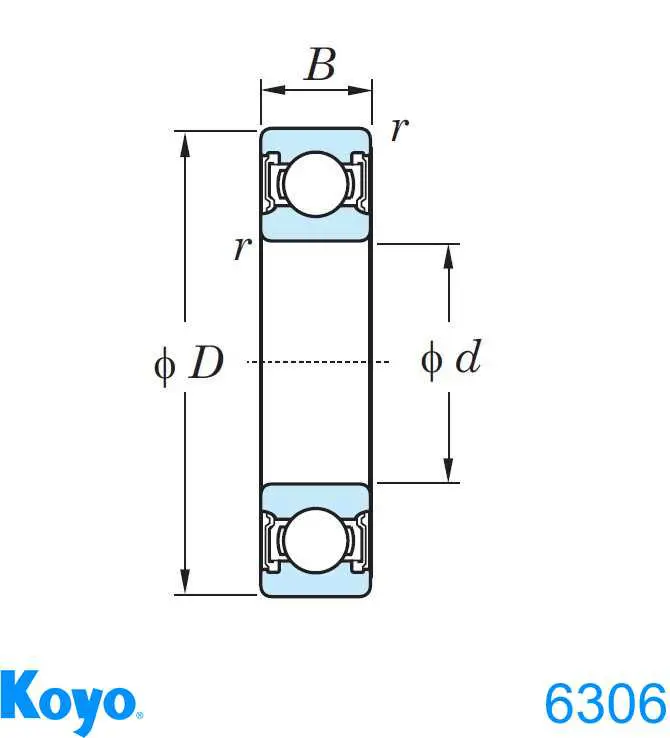 Задний подшипник Koyo 6306