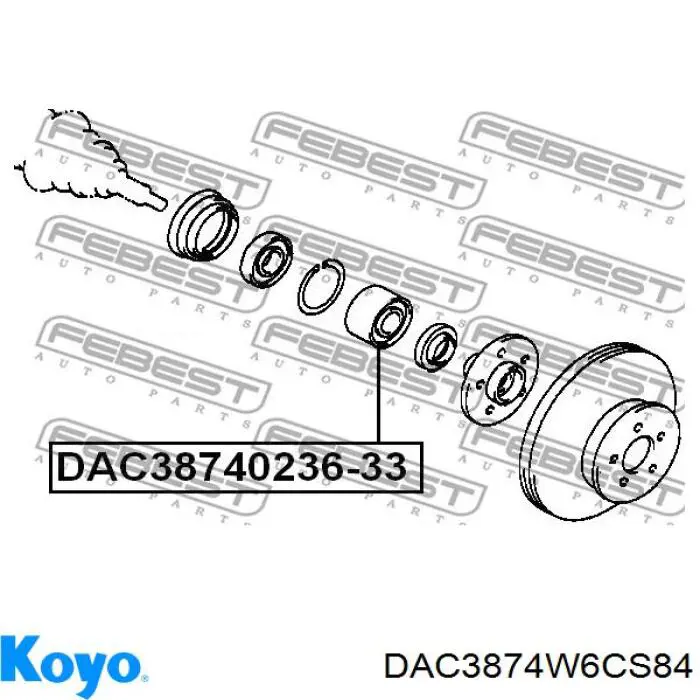 Cojinete de rueda delantero DAC3874W6CS84 Koyo