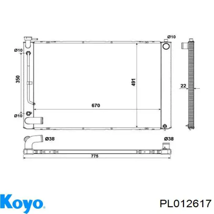 Радиатор PL012617 Koyo