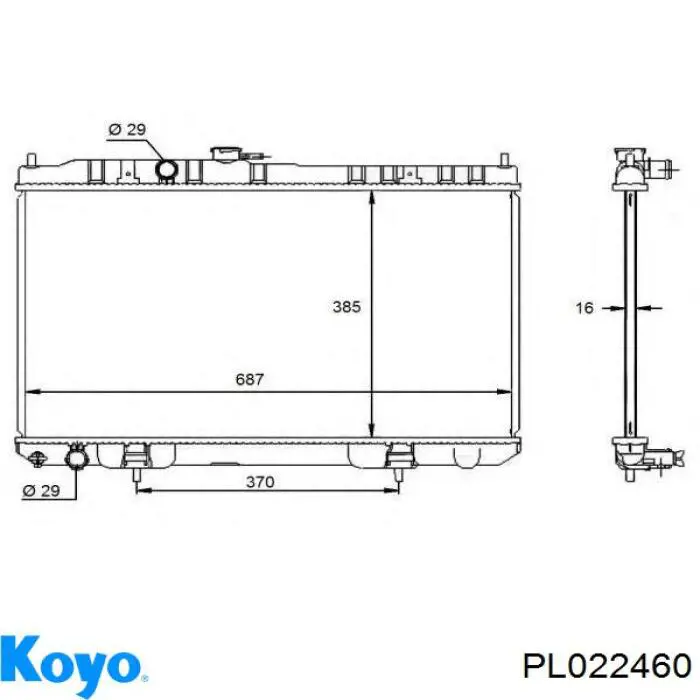 Радиатор охлаждения двигателя Koyo PL022460 цена, от 92.25 USD