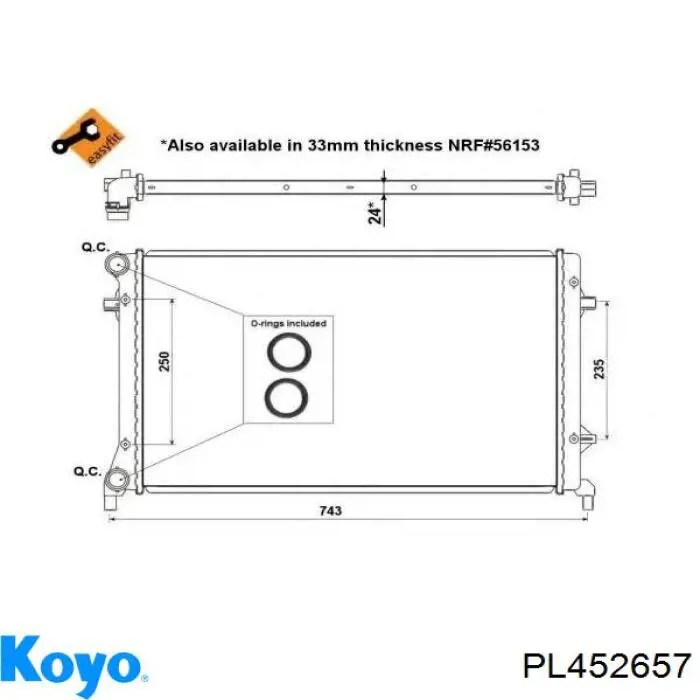 Радиатор охлаждения двигателя Koyo PL452657 цена, от 44.15 USD