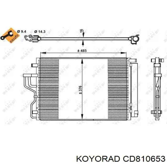 Конденсатор кондиционера Koyorad CD810653 цена, от 102.17 USD