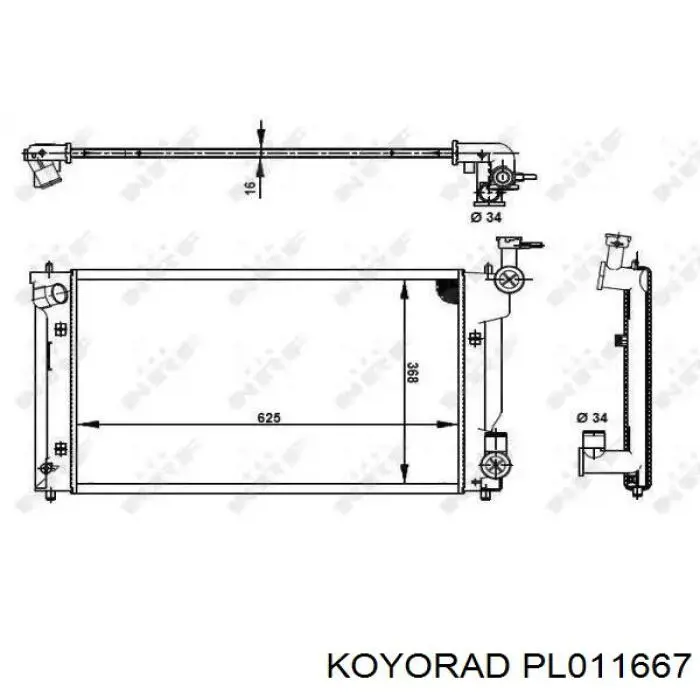 Радиатор охлаждения двигателя Koyorad PL011667 цена, от 88.83 USD
