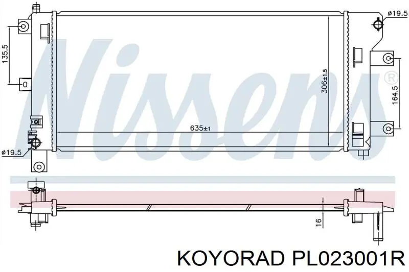 Радиатор охлаждения двигателя Koyorad PL023001R цена, от 130.88 USD