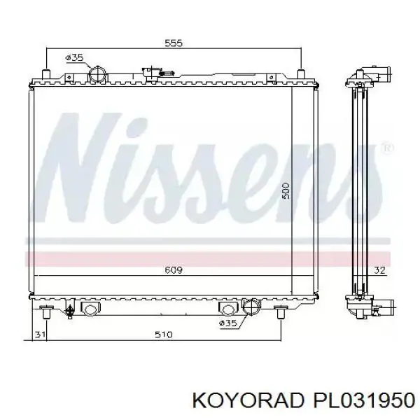 Радиатор охлаждения двигателя Koyorad PL031950 цена, от 145.92 USD