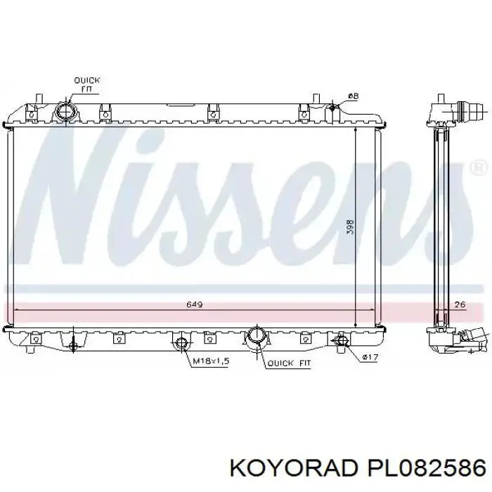 Радіатор охолодження двигуна PL082586 Koyorad