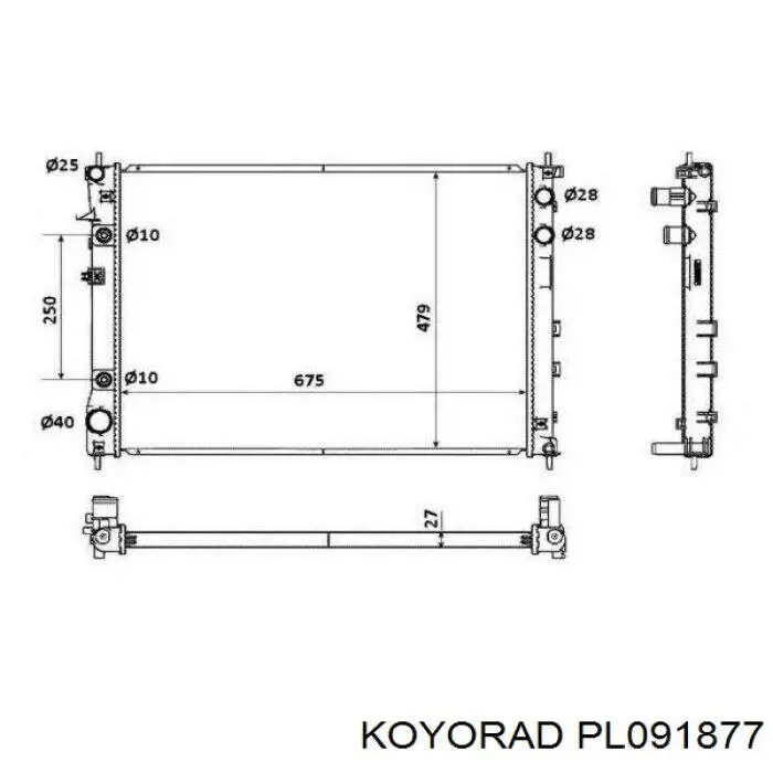 Радиатор охлаждения двигателя Koyorad PL091877 цена, от 178.02 USD