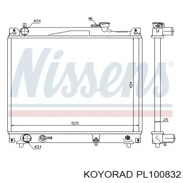 Радиатор охлаждения двигателя Koyorad PL100832 цена, от 85.49 USD