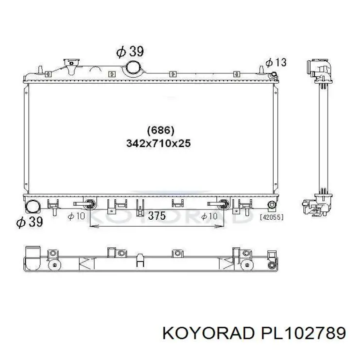 Радиатор охлаждения двигателя Nissens FP68A815NS цена, от 106.84 USD