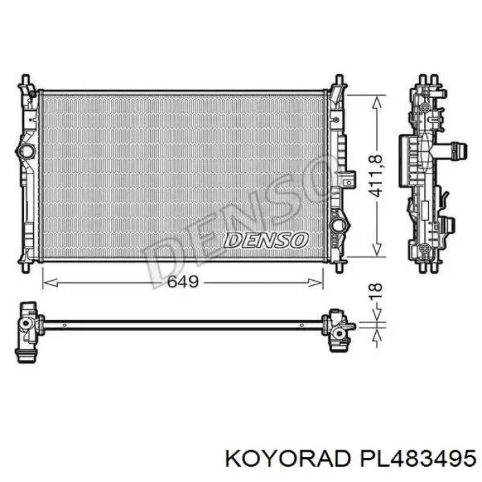 Radiador refrigeración del motor PL483495 Koyorad