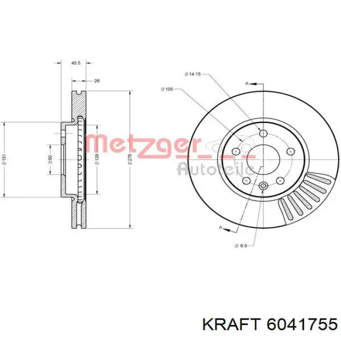Купить 6041755 Kraft Ротор тормозной