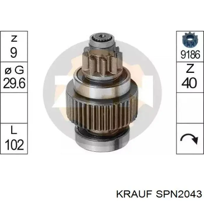 Piñón, motor de arranque SPN2043 Krauf