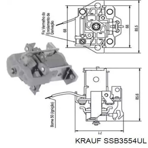 Втягивающее реле стартера SSB3554UL Krauf