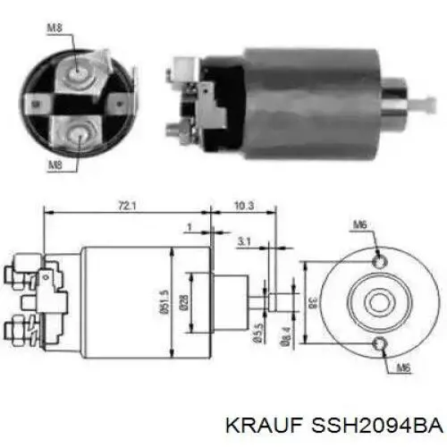 Втягивающее реле стартера SSH2094BA Krauf