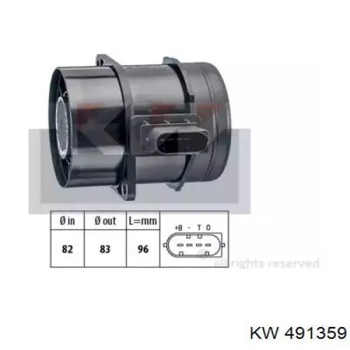 491359 KW sensor de fluxo (consumo de ar, medidor de consumo M.A.F. - (Mass Airflow))