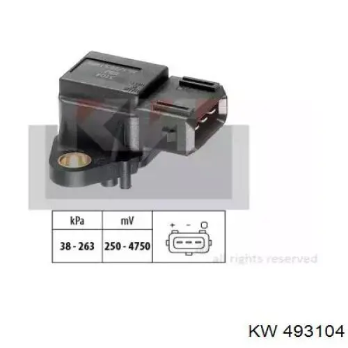 493104 KW датчик давления во впускном коллекторе, map