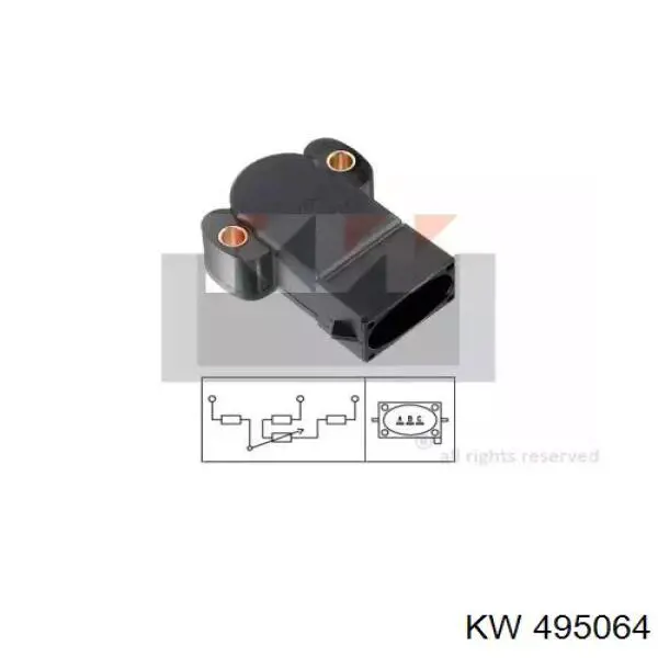 495064 KW датчик положения дроссельной заслонки (потенциометр)