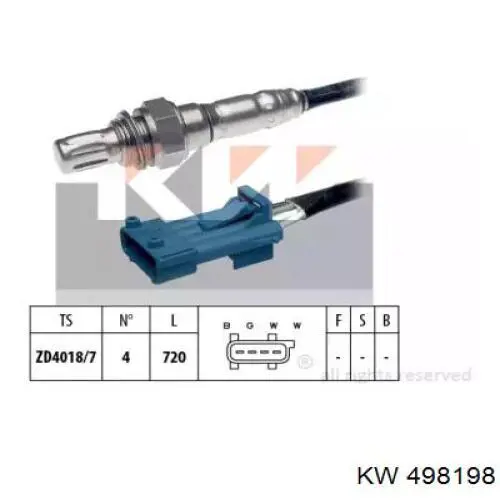 Датчик кислорода до катализатора 498198 KW