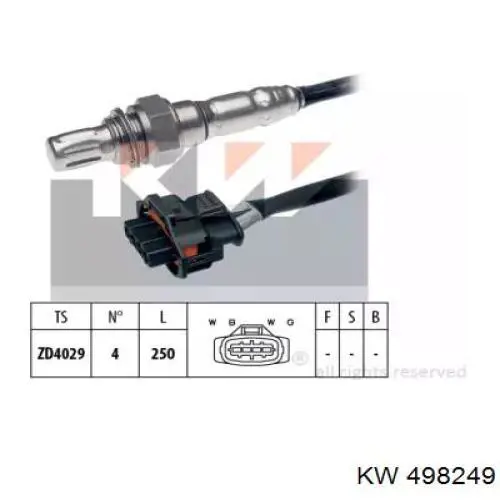 498249 KW sonda lambda, sensor de oxigênio depois de catalisador