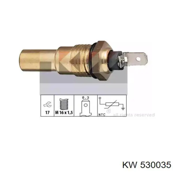 530035 KW датчик температуры охлаждающей жидкости (включения вентилятора радиатора)