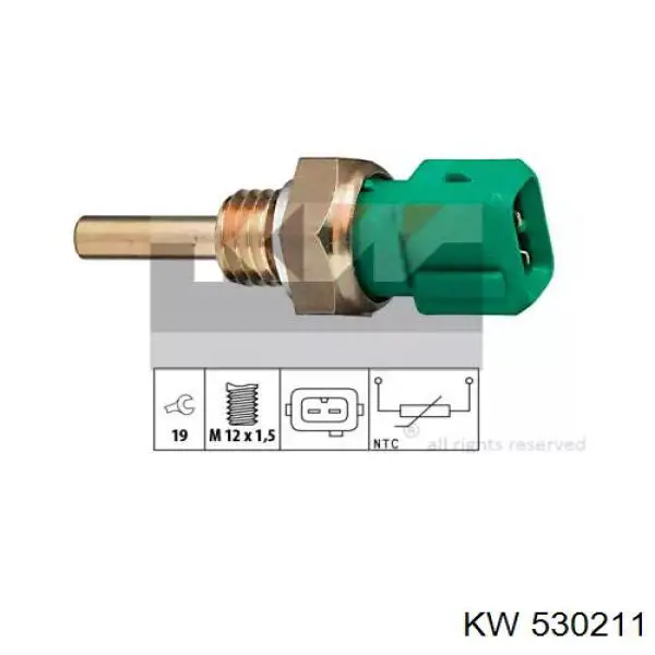 Датчик указателя температуры охлаждающей жидкости KW AUTOMOTIVE 530211 цена, от 5.88 USD
