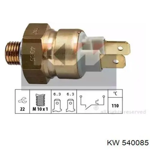 Датчик температуры охлаждающей жидкости 540085 KW