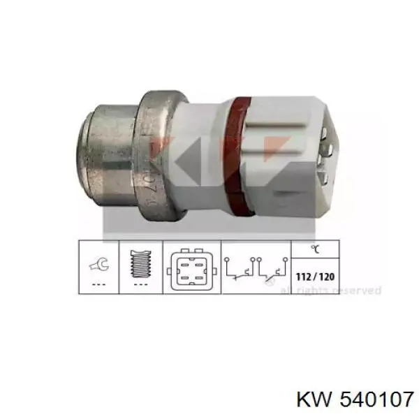 540107 KW датчик температуры охлаждающей жидкости (включения вентилятора радиатора)