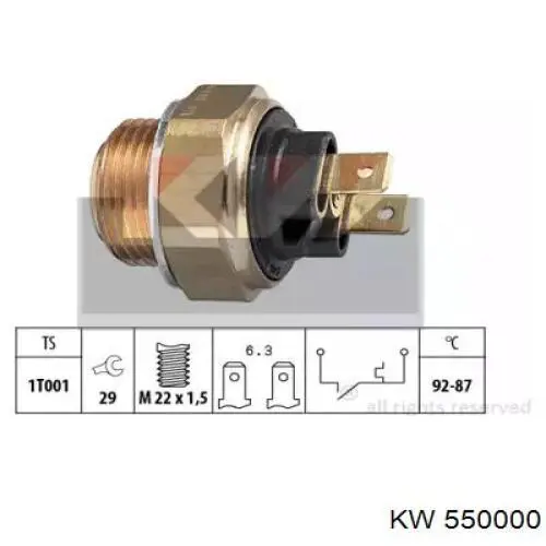 550000 KW датчик температуры охлаждающей жидкости (включения вентилятора радиатора)