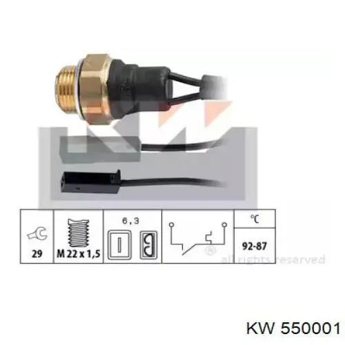 Датчик включения вентилятора радиатора 550001 KW