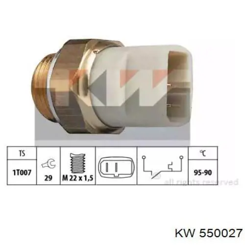 550027 KW датчик температуры охлаждающей жидкости (включения вентилятора радиатора)