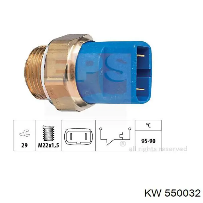 550032 KW датчик температуры охлаждающей жидкости (включения вентилятора радиатора)