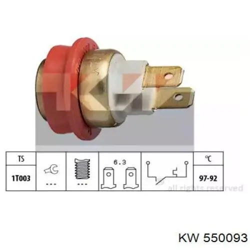 550093 KW датчик температуры охлаждающей жидкости (включения вентилятора радиатора)
