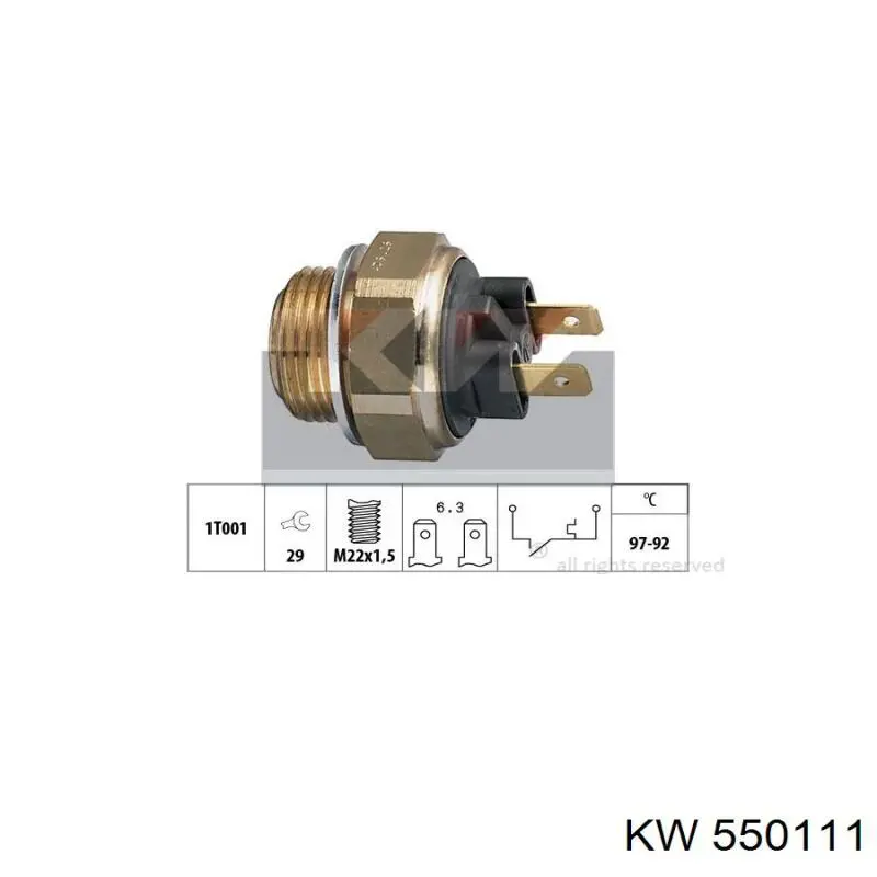 550 111 KW датчик температуры охлаждающей жидкости (включения вентилятора радиатора)