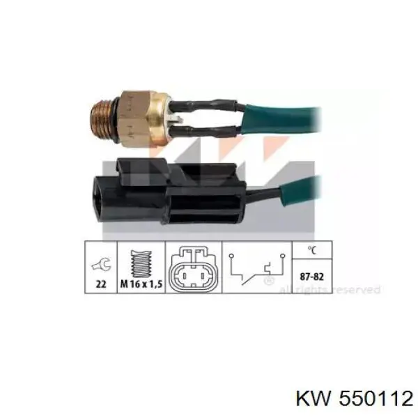 550112 KW датчик температуры охлаждающей жидкости (включения вентилятора радиатора)