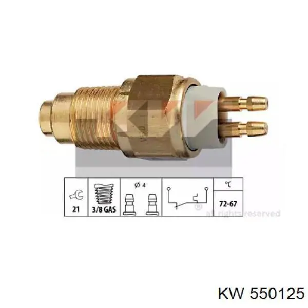 550125 KW датчик температуры охлаждающей жидкости (включения вентилятора радиатора)