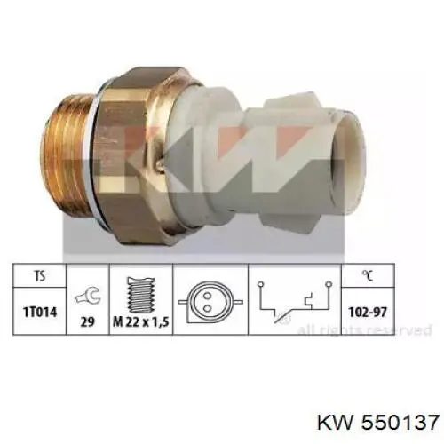 550137 KW датчик температуры охлаждающей жидкости (включения вентилятора радиатора)