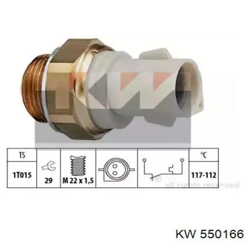 550 166 KW датчик температуры охлаждающей жидкости (включения вентилятора радиатора)