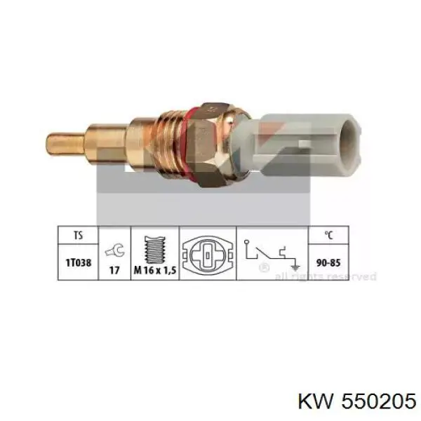 550205 KW датчик температуры охлаждающей жидкости (включения вентилятора радиатора)